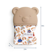 Itzy Ritzy teether mitt laid flat to show size and shape