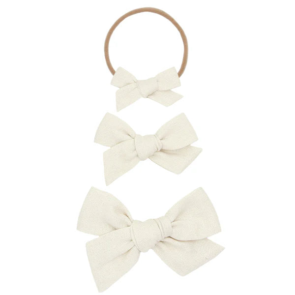 Lou Lou & Co Linen Bow | Ivory Headband Large