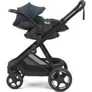 Thule Charm stroller in Darkest Blue with Thule Maple infant car seat attached