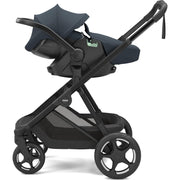 Thule Charm stroller in Darkest Blue with Thule Maple infant car seat and boot cover