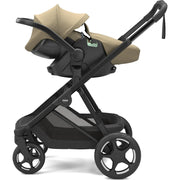 Thule Charm stroller in Faded Khaki with Thule Maple infant car seat and boot cover