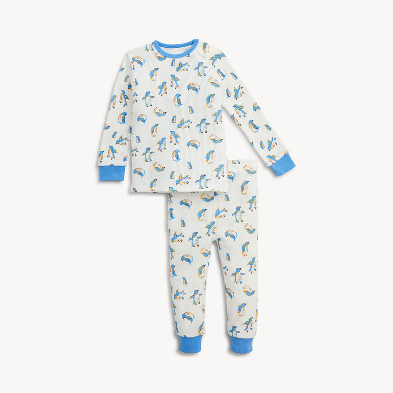 Magnetic Me | Waffle L/S Long Pant Pajamas | Penguin Pop