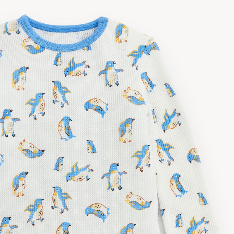 Magnetic Me | Waffle L/S Long Pant Pajamas | Penguin Pop