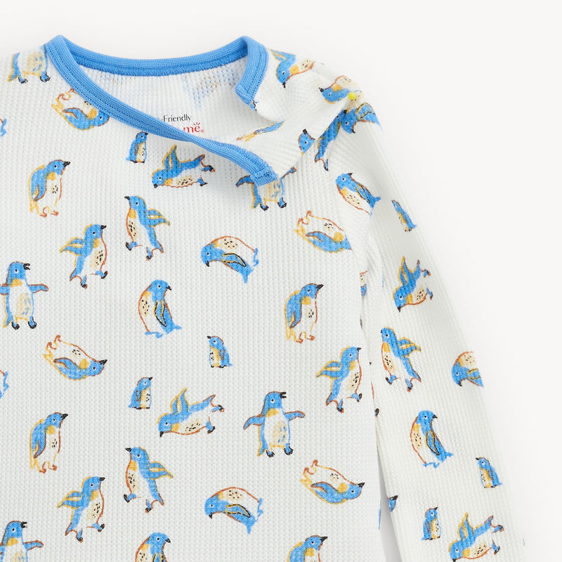 Magnetic Me | Waffle L/S Long Pant Pajamas | Penguin Pop