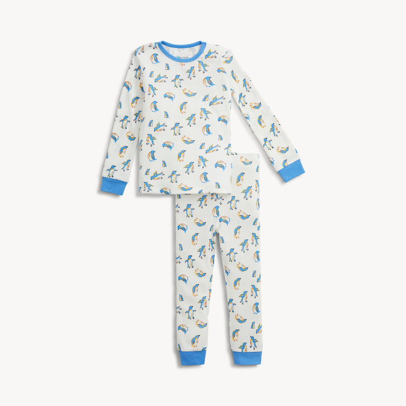 Magnetic Me | Waffle L/S Long Pant Pajamas | Penguin Pop