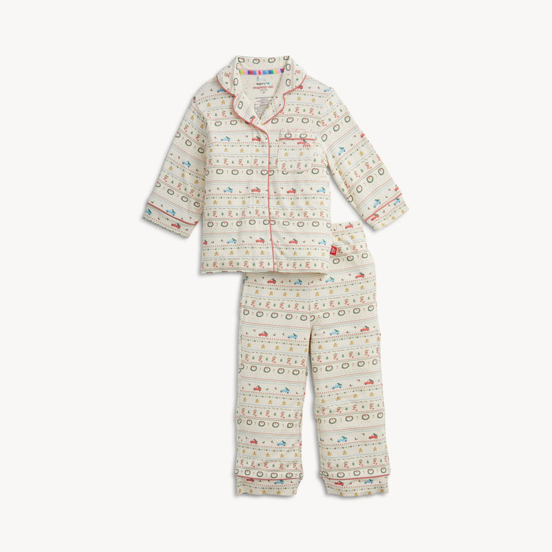 Magnetic Me | RightFit Long Sleeve Pajama Set with Piping | Traditional Christmas