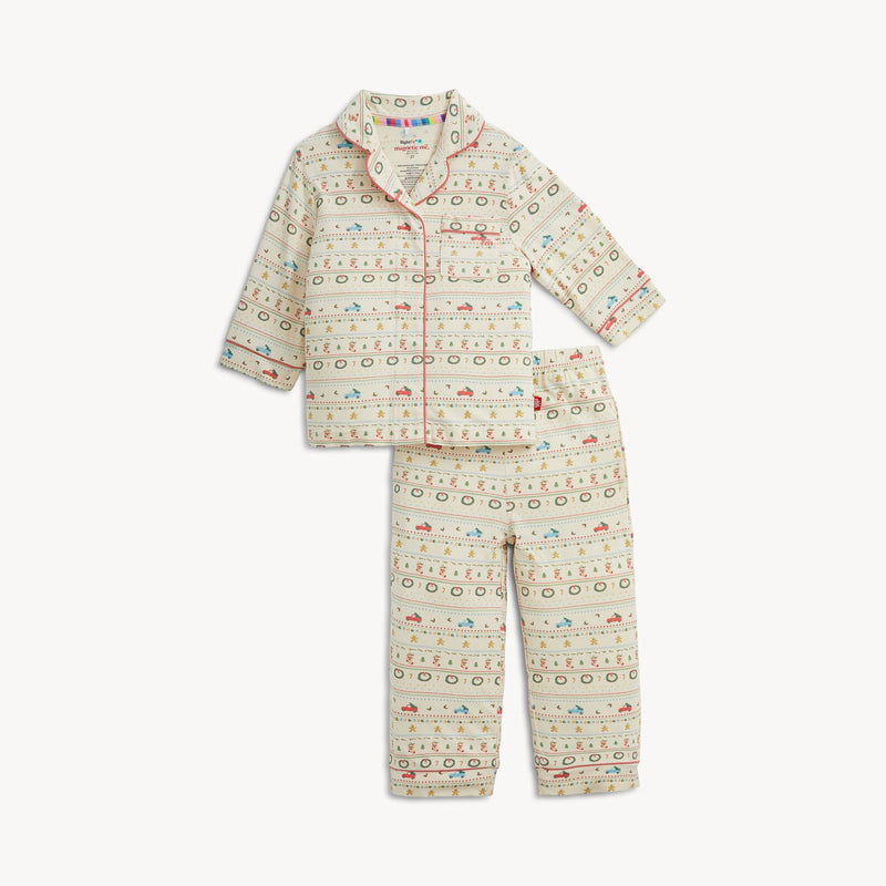 Magnetic Me | RightFit Long Sleeve Pajama Set with Piping | Traditional Christmas