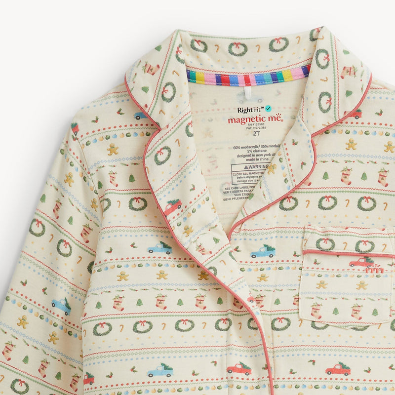 Magnetic Me | RightFit Long Sleeve Pajama Set with Piping | Traditional Christmas