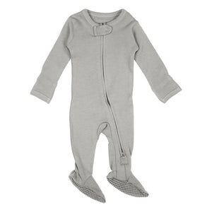 L'oved Baby 2-Way Organic Zipper Footie | Light Gray