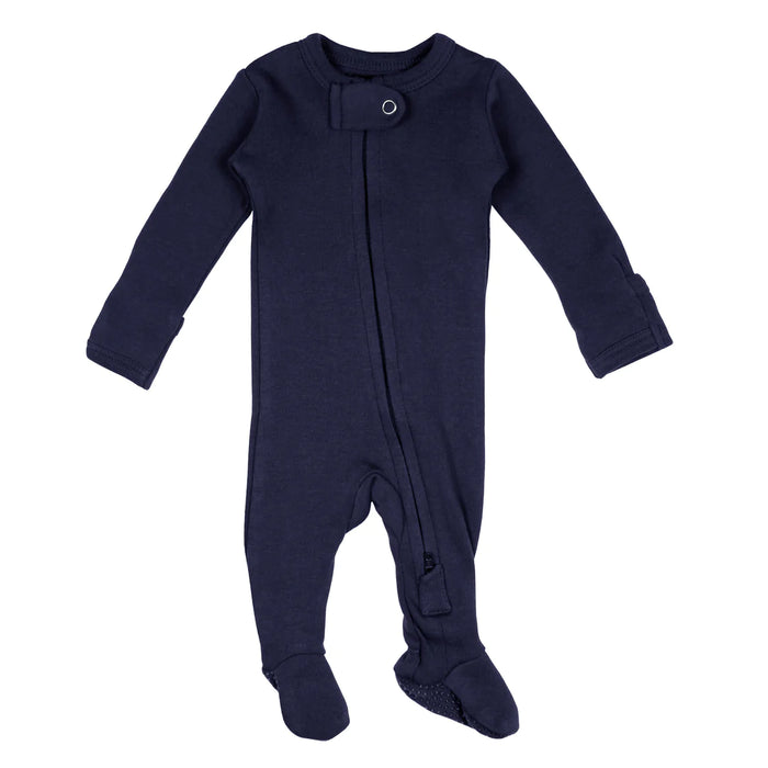 L'oved Baby 2-Way Organic Zipper Footie | Navy