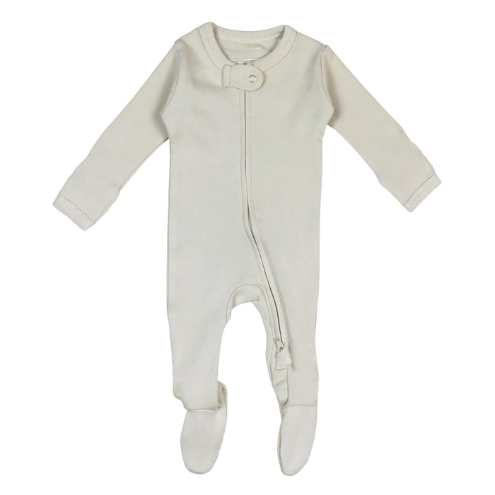 L'oved Baby 2-Way Organic Zipper Footie | Stone