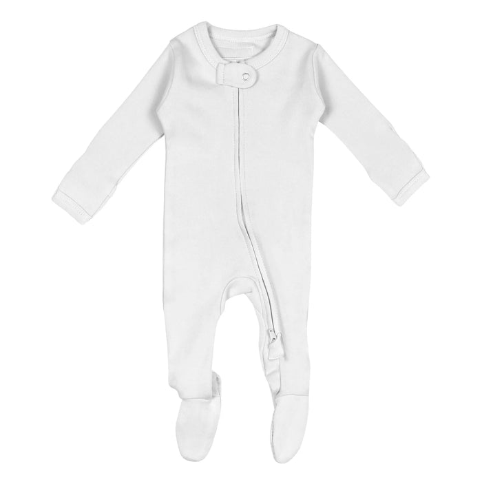 L'oved Baby Organic 2-Way Zipper Footie | White