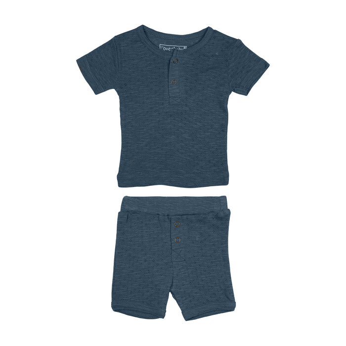 L'oved Baby Pointelle Henley Tee and  Short Set