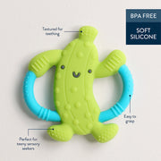 Chew Crew silicone teether showing dual easy-grip handles