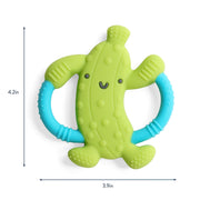 Chew Crew teether shown with size dimensions