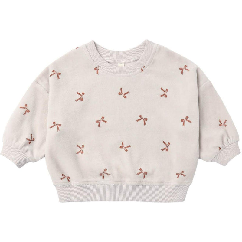 Quincy Mae | Velour Relaxed Sweatshirt | Red Bows