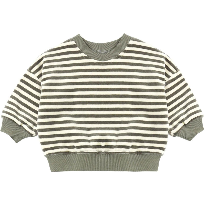 Quincy Mae | Velour Relaxed Sweatshirt | Spruce Stripe