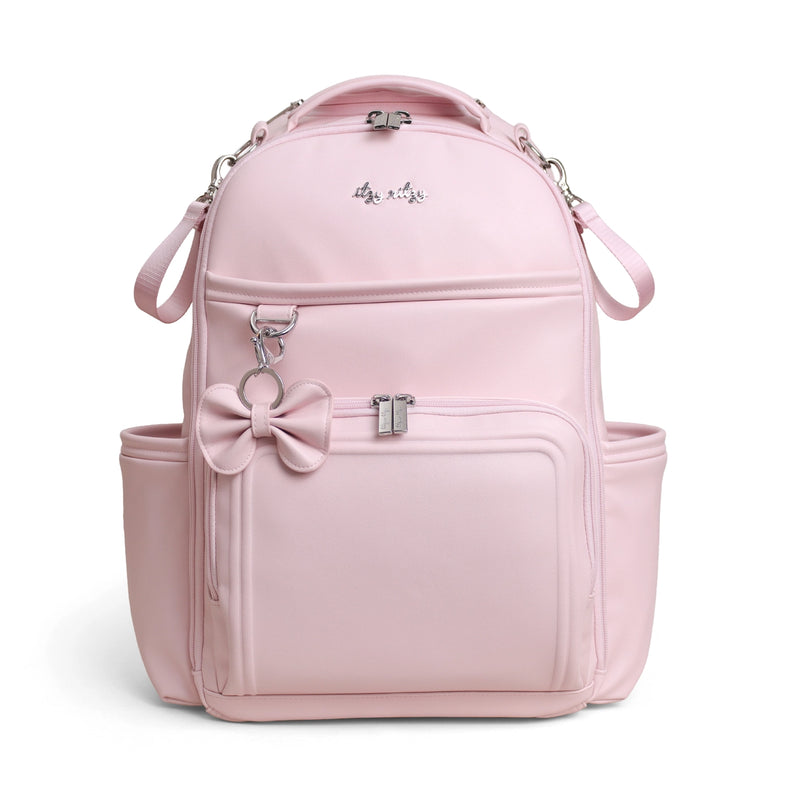 Itzy Ritzy Boss Plus backpack diaper bag shown from the front with structured design and exterior pockets