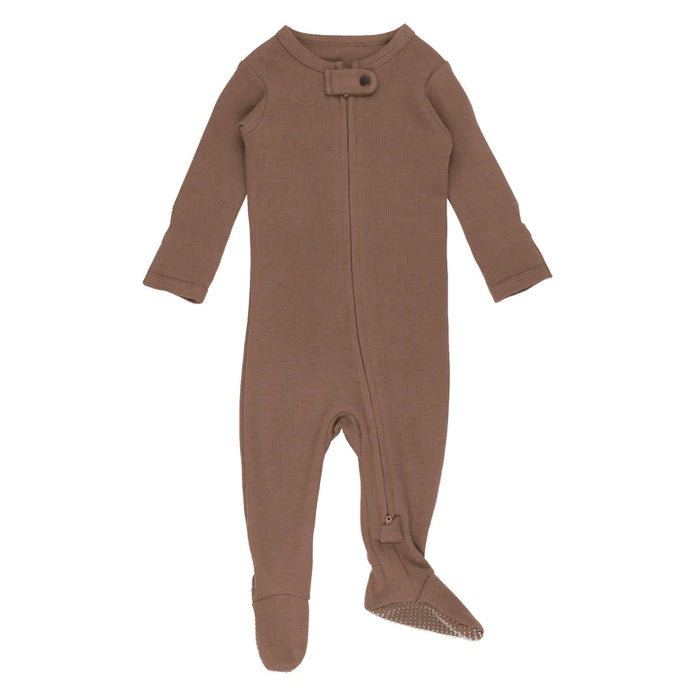 L'oved Baby Thermal Zipper Footie | Cocoa