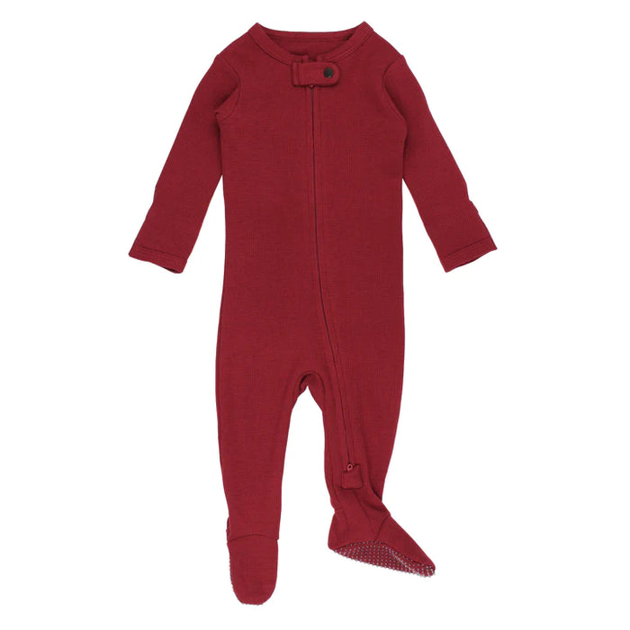 L'oved Baby Thermal Zipper Footie | Crimson
