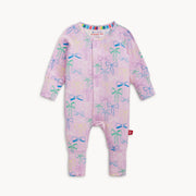 Baby convertible coverall with pastel bow print and magnetic closure
