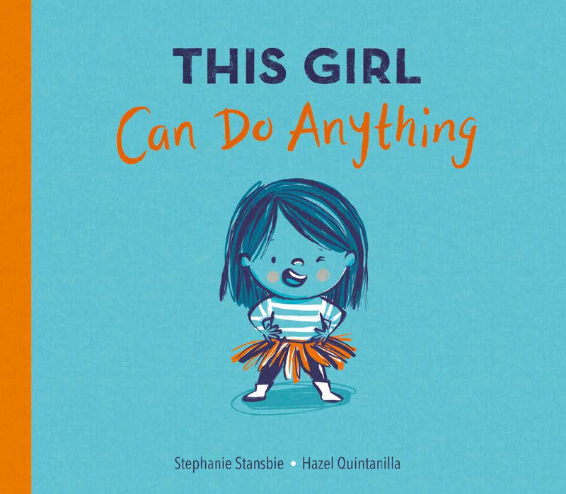 Book cover of 'This Girl Can Do Anything' with a cartoon girl on a blue background