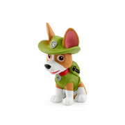 Dog figurine wearing a green outfit and hat on a white background