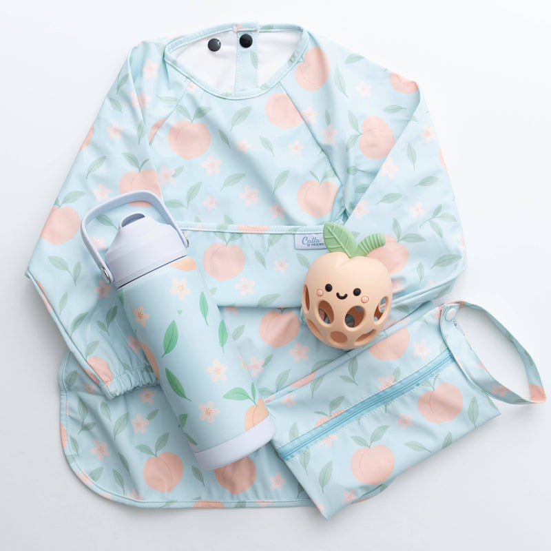 Calla & Friends | The Grayson Waterproof Long Sleeve Bib | Peach Blossom