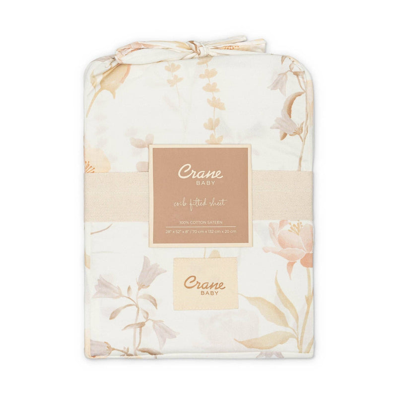 Crane Baby | 100% Cotton Sateen Fitted Crib Sheet | Violet Floral