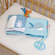 Ocean characters inside with textured pages and sensory details.