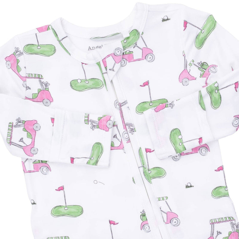 baby onesies with scooter and golf pattern on a white background