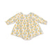 Flat lay of Angel Dear Winter Dandelions puffed long sleeve bubble with skirt and ladder trim