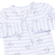 Baby outfit with airplane pattern on a white background