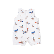 Baby romper with duck pattern on a white background