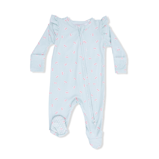 baby footie pajamas with cherry design