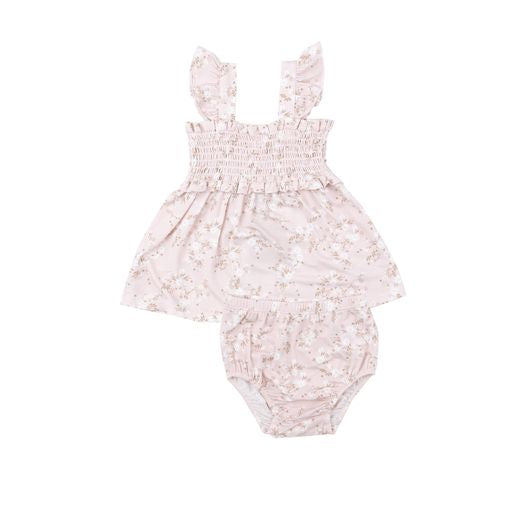 Angel Dear Smocked Top w/ Ruffle Straps & Diaper Cover | Floaty Daisies