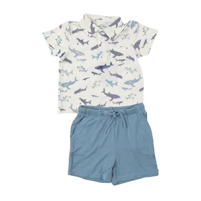 Angel Dear | Polo Shirt & Short Set | Sharks