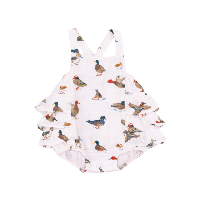 Angel Dear | Ruffle Sunsuit | Pink Ducks