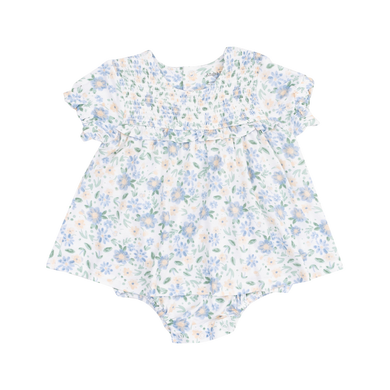 Angel Dear | Smocked Ruffle Bubble w/ Skirt | Baby Veronical Floral