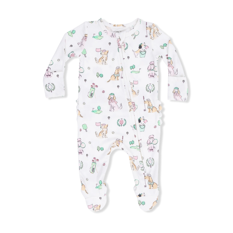 Baby onesie with animal pattern on a white background