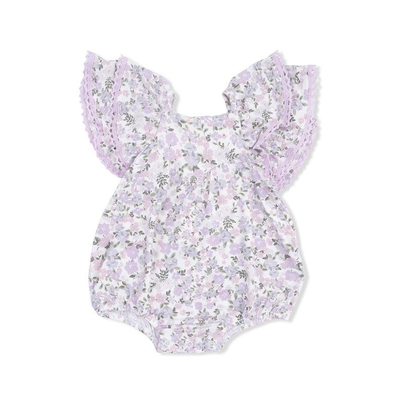 Floral baby romper on a white background