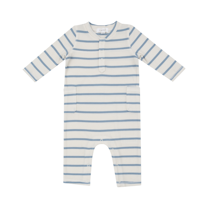 Angel Dear | Ribbed Striped Romper | Glacier Lake