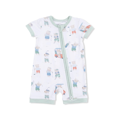 Baby romper with bear pattern on a white background