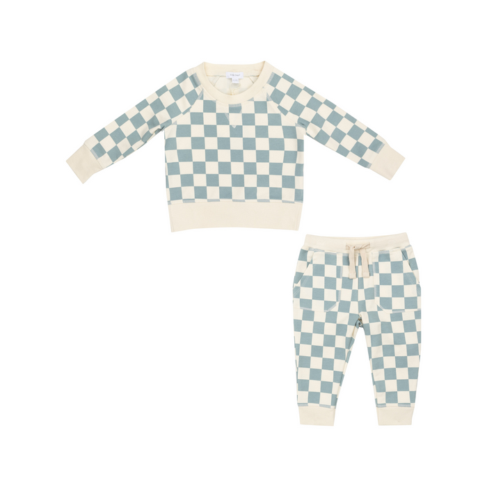 Angel Dear | Jogger Set | Checkerboard Gray Mist