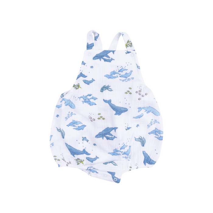 Angel Dear | Pocket Sunsuit | Watercolor Blue Whales