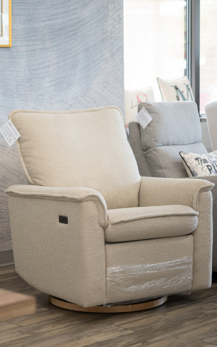 light tan glider recliner nursery chair