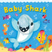 Illustrated book cover of 'Baby Shark' with a shark character and sea creatures on a blue background.