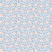 Pattern of baseballs and stars on a light blue background