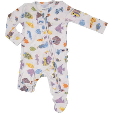 Angel Dear Ruffle Zipper Romper | Tropical Reef Fish