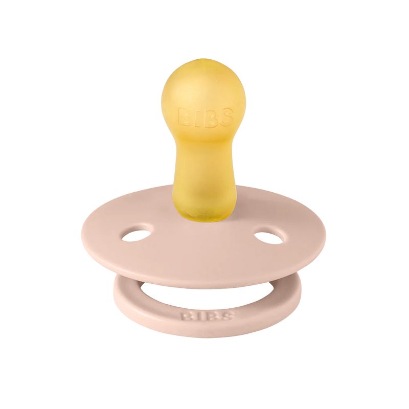 Single BIBS round pacifier with a light blush-toned shield and natural rubber latex nipple